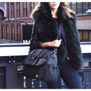 HAPP Brand Levy Backpack Diaper Bag Black Sporty Modern Multi Pocket Zip